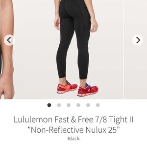 Lululemon Athletica Black Fast & Free Leggings